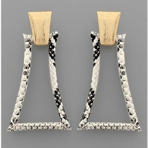 Snake Skin Curved Trapzoid Earrings